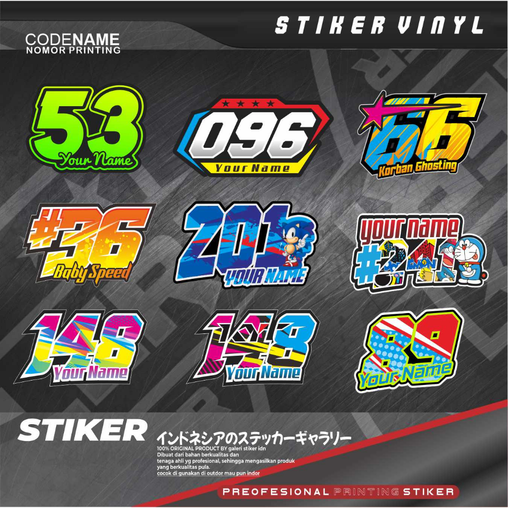 Stiker nomor custom stiker nomor balap stiker start (REQUEST NOMOR, GAMBAR DAN NAMA)