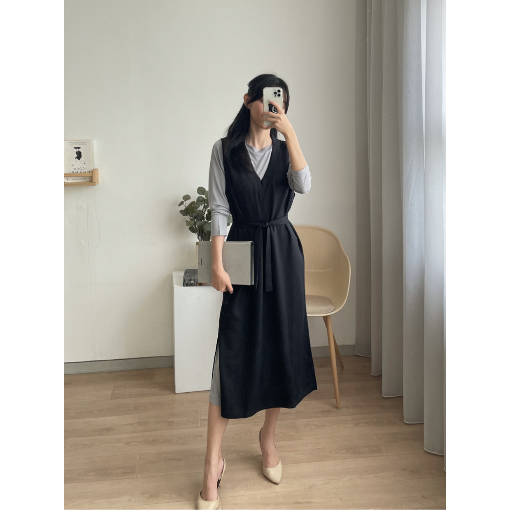 Kadaka S-0184 One Set Knit Dress Korean Style