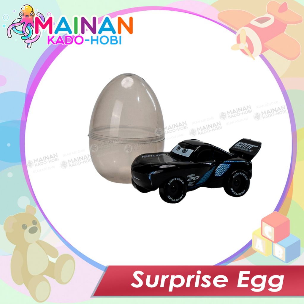 MAINAN EDUKASI ANAK SURPRISE EGG TELUR KEJUTAN MOTIF KARAKTER CARS MOBIL