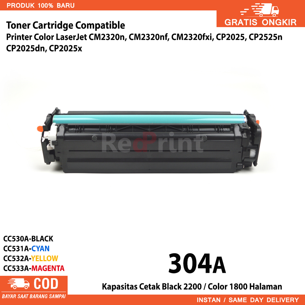 Toner Cartridge 304A Compatible Printer Color LaserJet CP2025, CM2320n, CM2320nf, CM2320fxi, CP2525n CP2025dn, CP2025x