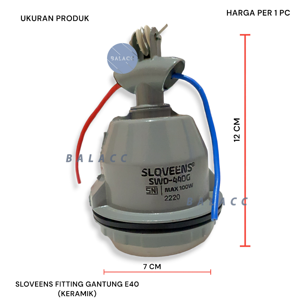 Fitting WD E40 Gantung Keramik Besi WD + kawat / Fiting Lampu WD E40 tahan panas