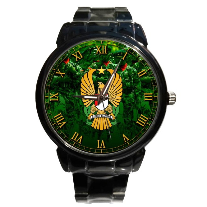 New Jam Tangan Keren Pria Stainless Rantai Gambar TNI AD / Tentara / Komando / Logo Tentara Nasional