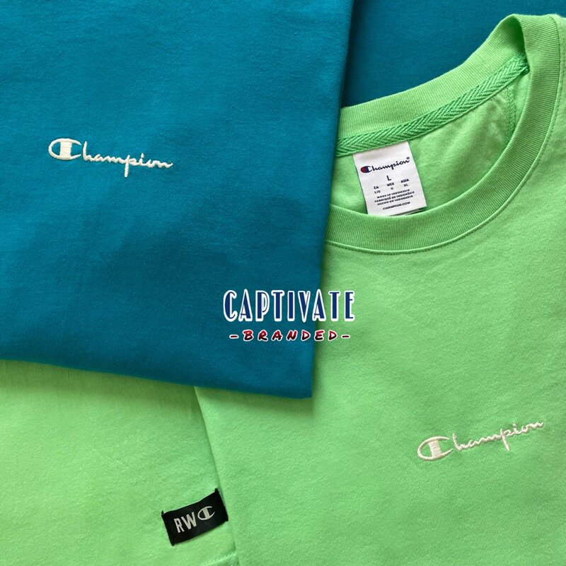 Champion Midweight Reverse Weave Tee Center Small Script Logo Europe Market / T-Shirt Kaos Baju Cham