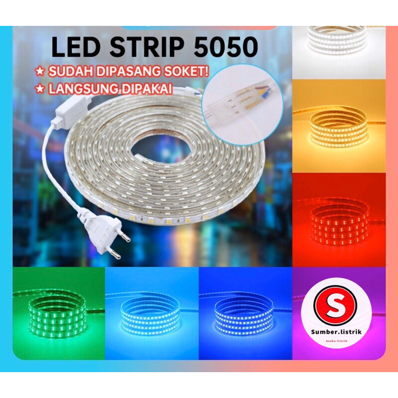 METERAN LAMPU LED STRIP 5050 SMD PER METER LED STRIP 5050 SMD / PAKET LAMPU LED STRIP LENGKAP TINGGAL COLOK