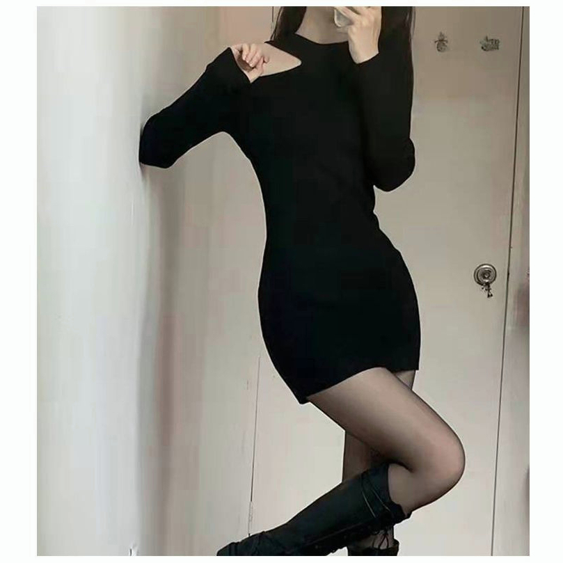 DR825 SLIM FIT WRAP BUTTOCKS SKIRT, OFF SHOULDER KNITTED DRESS, SPRING AND AUTUMN TIGHT FITTING WOMEN'S CLOTHING, EUROPEAN AND AMERICAN SPICY GIRL SKIRT, PURE DESIRE FOR STYLE, SWEET AND SPICY