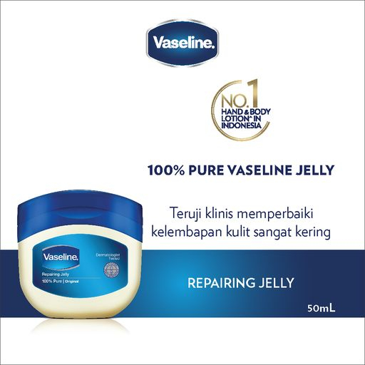 Vaseline Repairing Petroleum Jelly Original Kulit Kering 100% Pure 50Ml