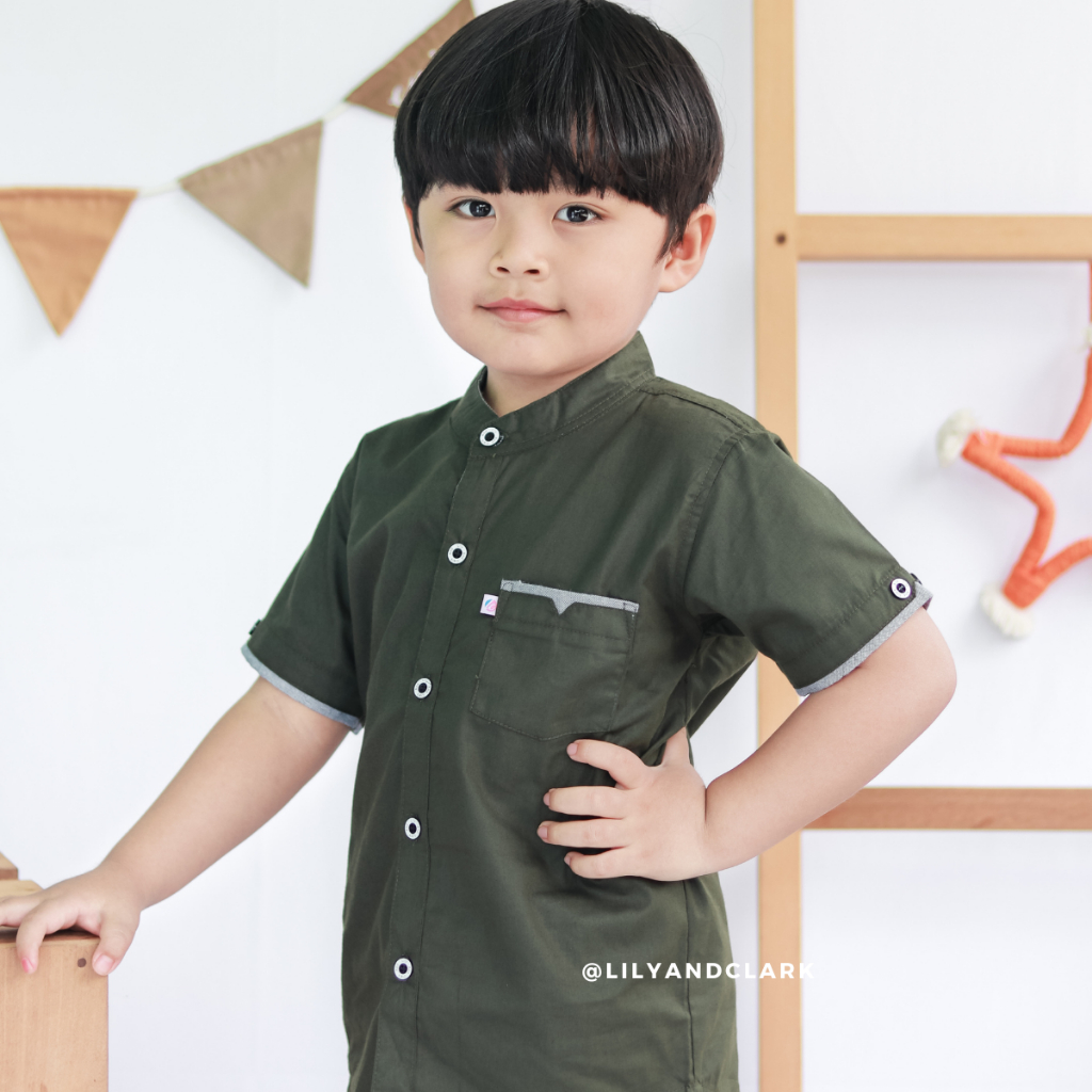 LILY AND CLARK KEMEJA PENDEK ANAK LAKI-LAKI KP03 ARMY