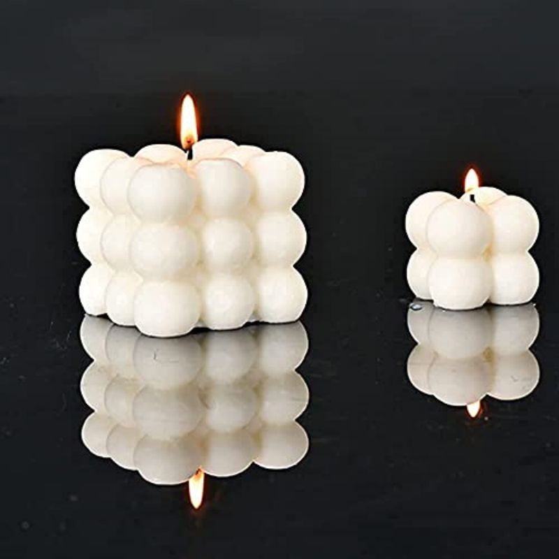 (clashop)Cetakan Lilin Cube Bubble Cetakan Lilin Aromaterapi Kubus Lilin Sabun Mould / 3D Silicone Candle Mold