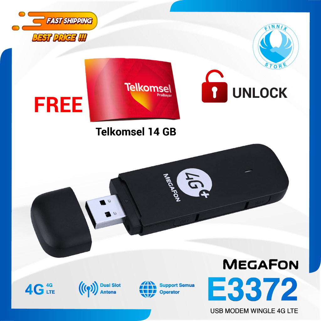 Modem USB Telkomsel 4G LTE 3372 Megafon Unlocked All Operator