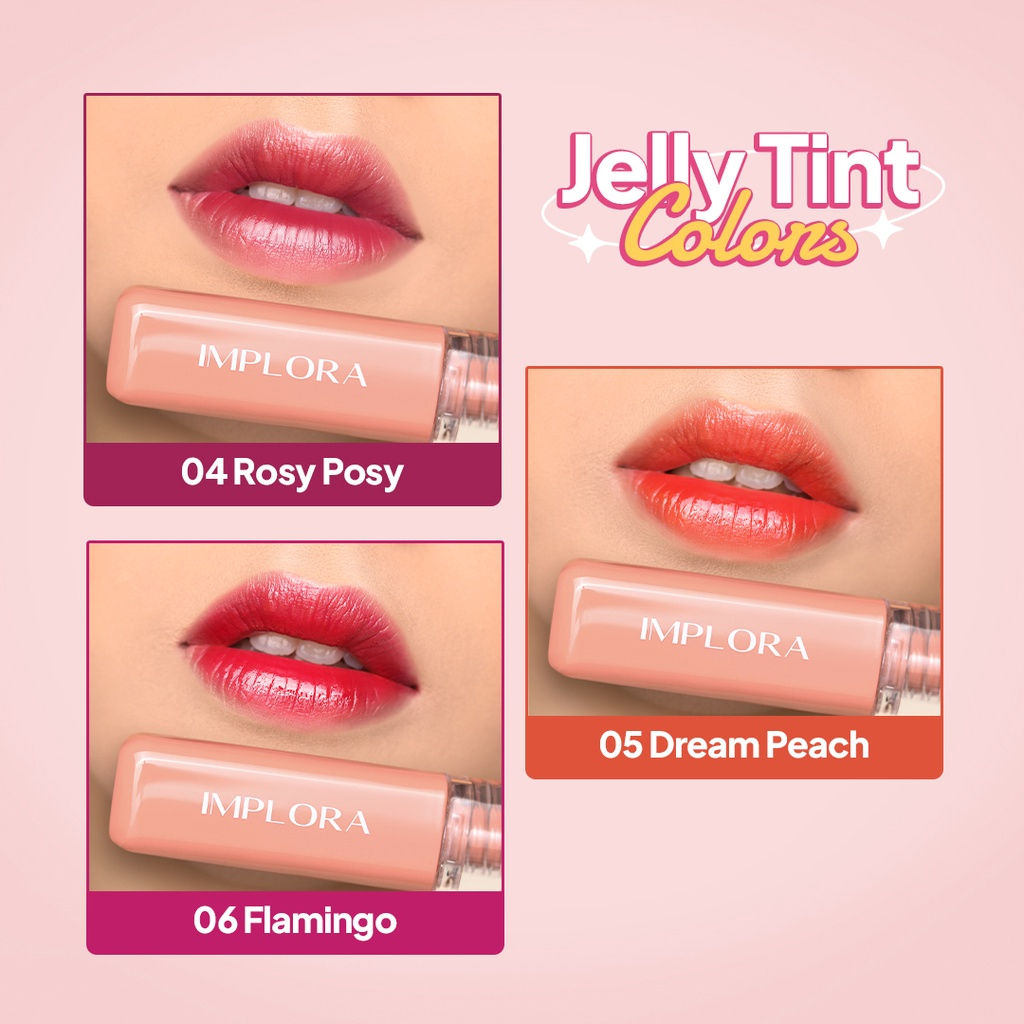 ⭐️ Beauty Expert ⭐️ IMPLORA Jelly Tint / Juicy Plumpy Lips Transferproof Long Lasting / Cosmetic Lip Makeup Lipstick LipTint / Glossy Gloss