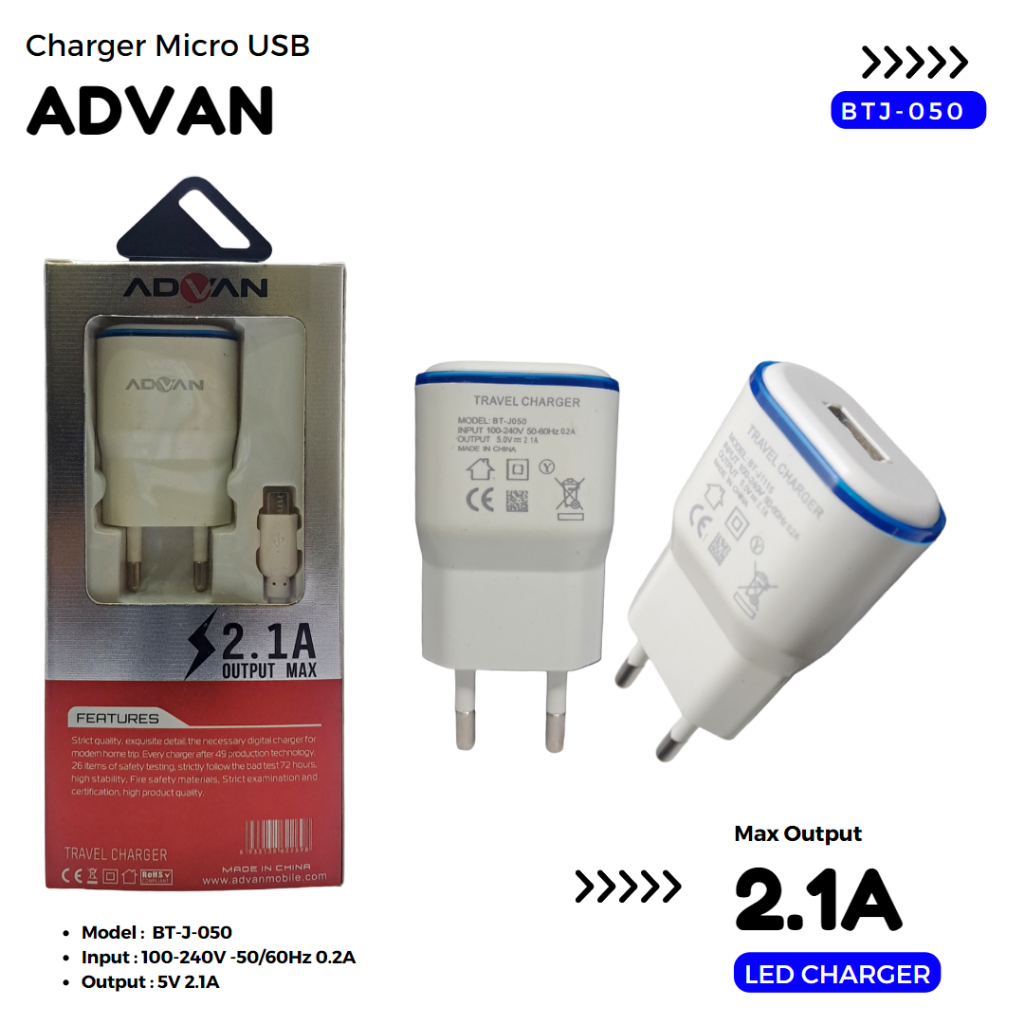 TRAVEL CHARGER CASAN ASUS 2.1A MICRO USB BTJ-050 HIGH QUALITY