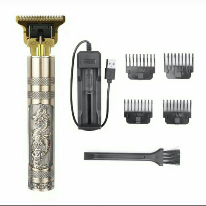 [COD] Alat Mesin Cukur Jenggot &amp; Rambut Listrik USB Rechargeable Razor T9 Vintage - Motif