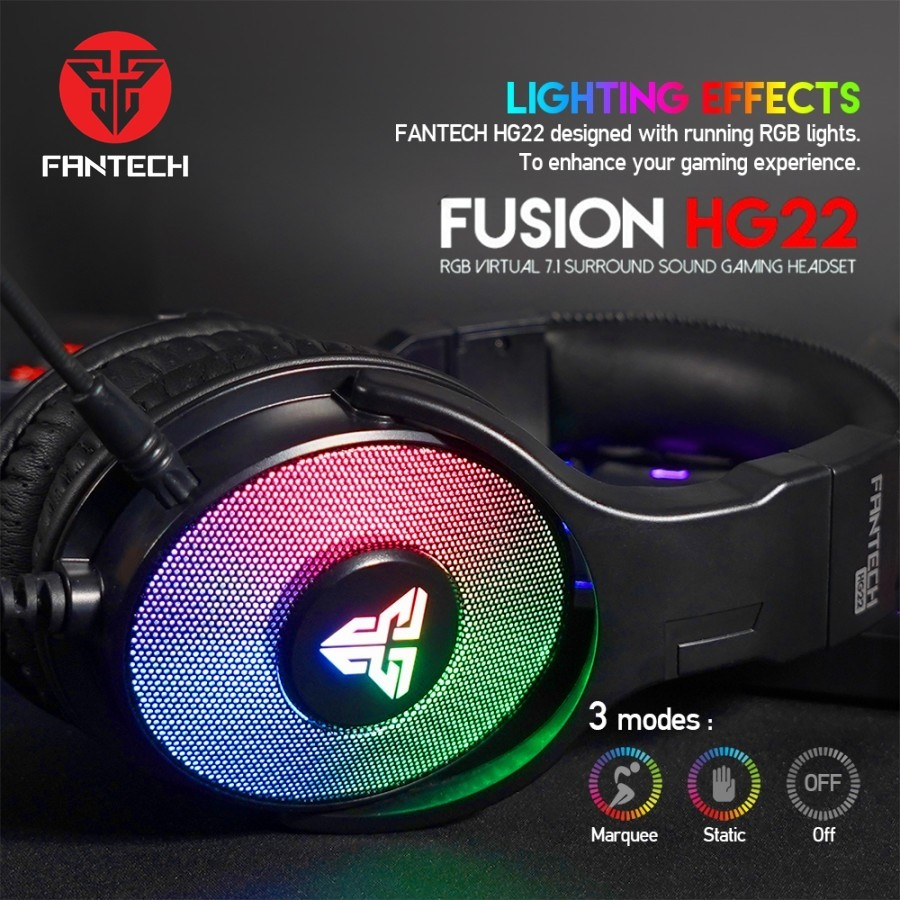FANTECH FUSION HG-22 RGB 7.1 Surround HEADPHONE HEADSET HG22 USB HG 22