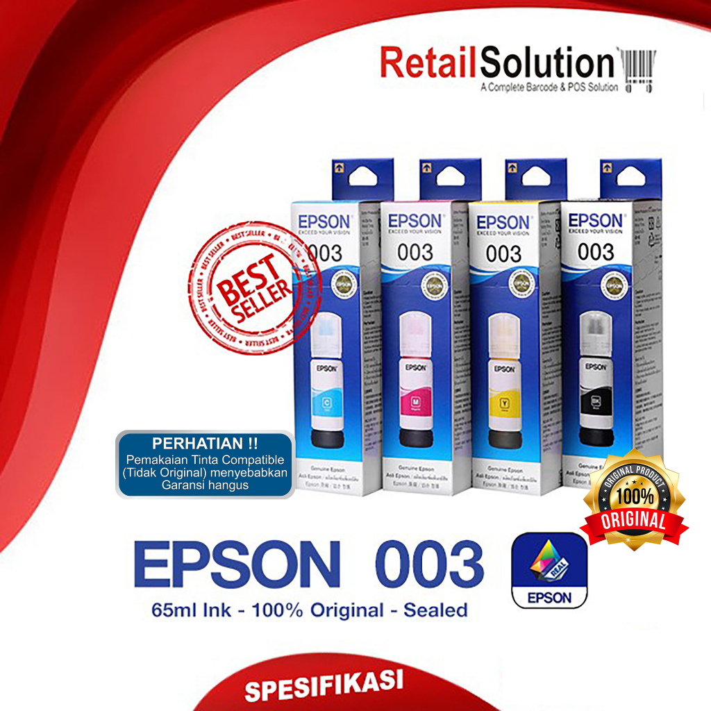 Tinta Epson 003 - Tinta L1110 L3110 L3150 L5190 1 Set Warna CMYK