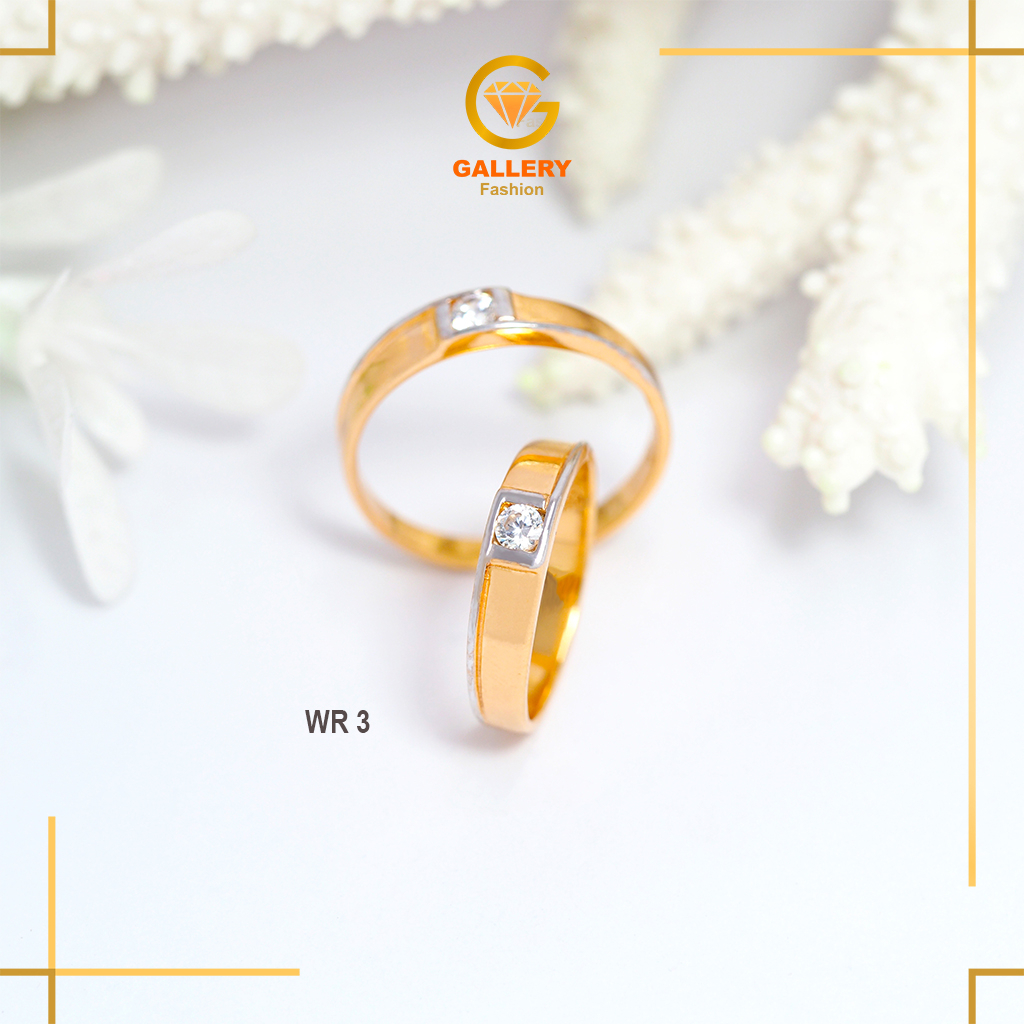 CINCIN NIKAH CINCIN TUNANGAN EMAS ASLI KADAR 375/8KARAT KODE WR 3 BENTUK KOTAK