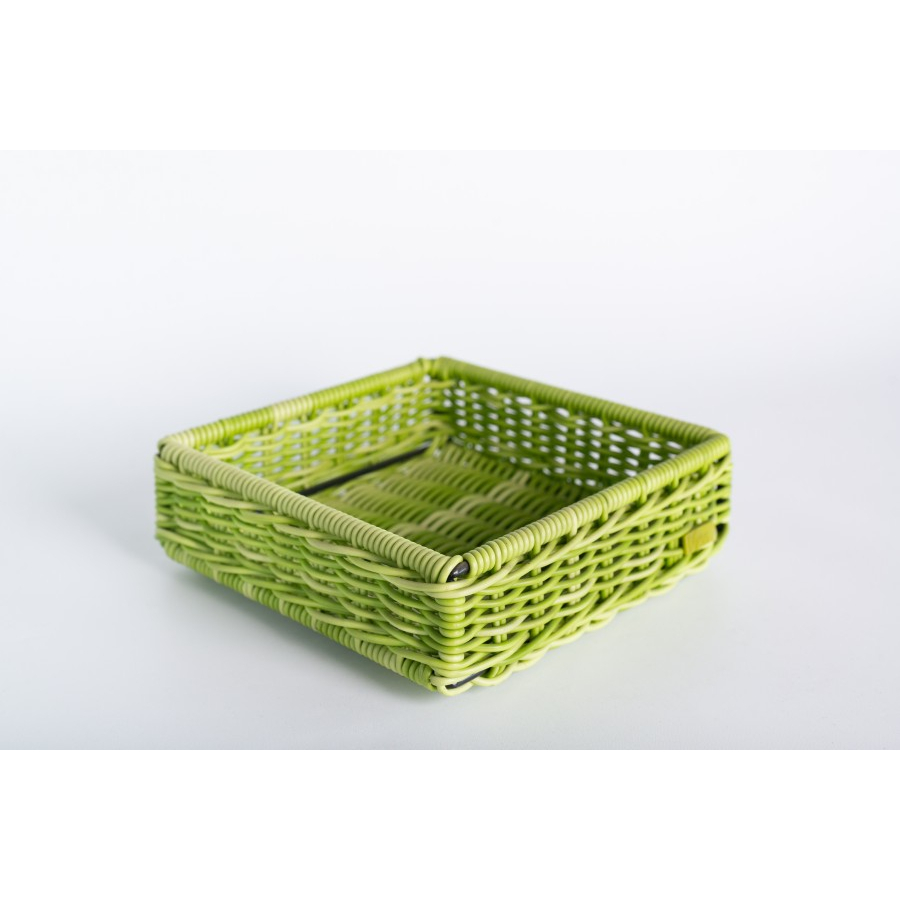 Box Keranjang Penyimpanan | Viro Framed Low Square Basket in Grass Green - Medium | Keranjang Anyaman Estetik Rotan Sintetis Premium, Kotak Organizer Multi Fungsi