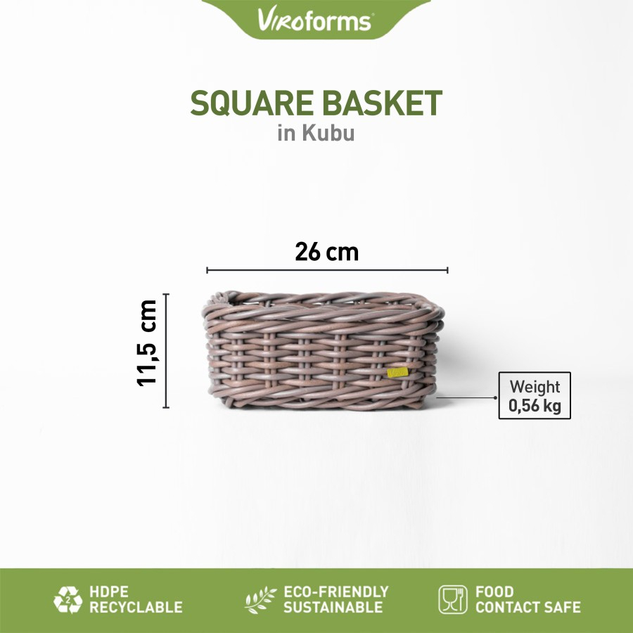 Box Keranjang Premium | Viro Square Basket in Kubu - Large | Keranjang Penyimpanan Anyaman Estetik Rotan Sintetis Premium, Kotak Organizer Multi Fungsi