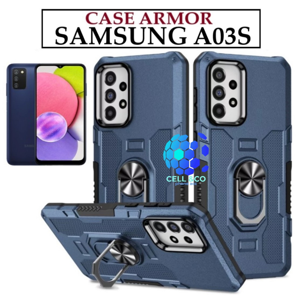 Case Armor SAMSUNG A03S Iring Cincin Magnetic Kesing Hp Protect kamera Premium Hard Case Standing Robot Pelindung Kamera