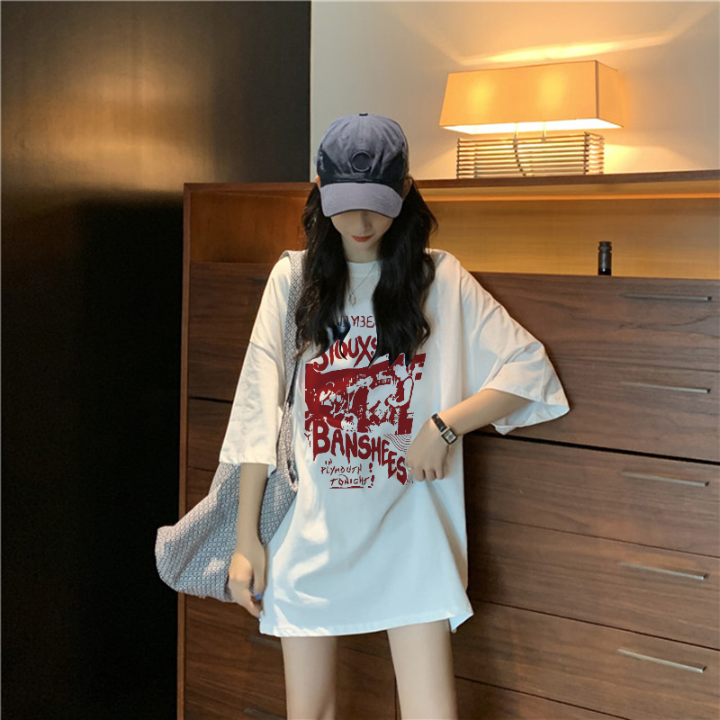 XiaoZhaiNv Kaos Atasan Oversize Wanita Candy Beat Pattern Lengan Pendek A0926/Baju Wanita Korea