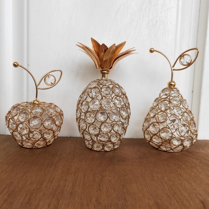 Pajangan Kaca Kristal Gold Premium Mewah/ Pajangan Kristal Gold Mewah/ Pajangan Kristal Murah/ Ornam