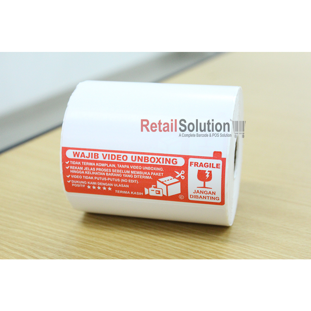 Bundle isi 2 Roll - Stiker Label Thermal Alamat AWB Unboxing + Fragile A6 100x150 mm / 10x15 cm @300 lembar