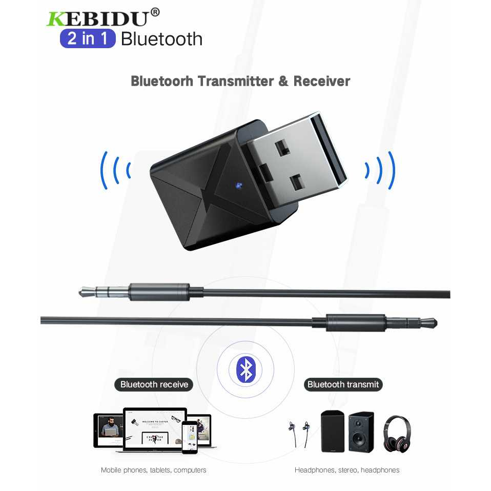 USB Audio Bluetooth Transmitter &amp; Receiver MP3, MP4, TV dan Source Audio 10m – KEBIDU