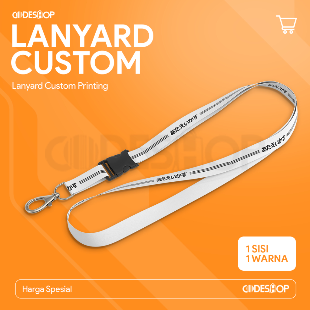 

Cetak Lanyard POD Custom Tali Gantungan 1 Sisi 1 Warna