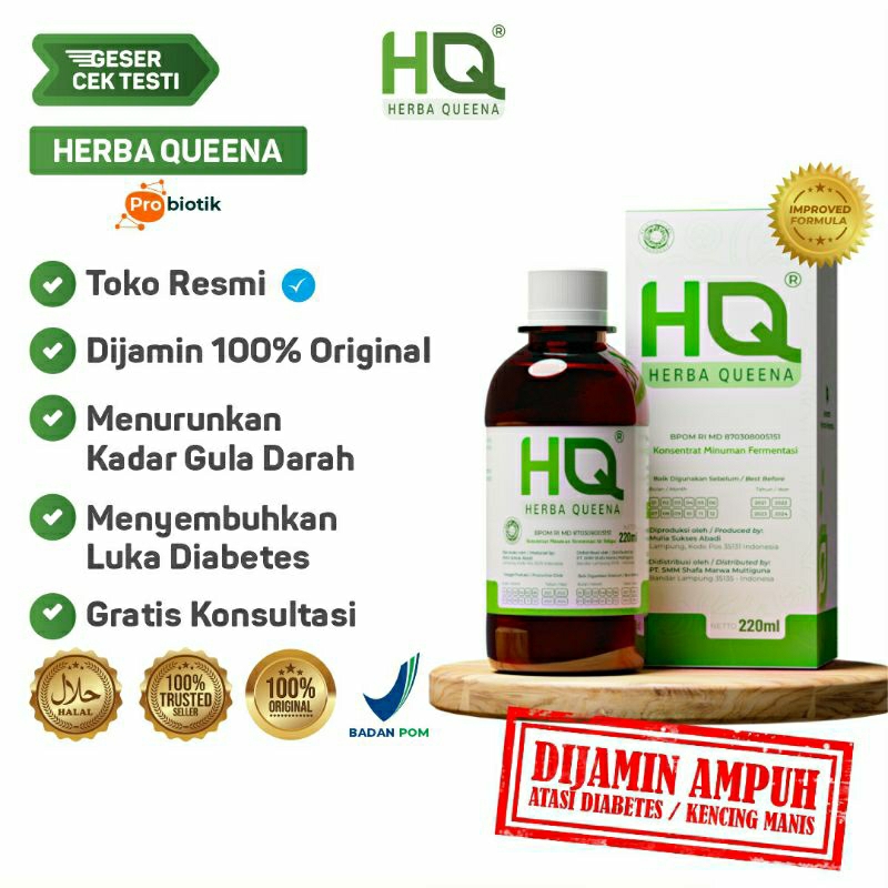 Obat Diabetes Paling Ampuh Kencing Manis Luka Basah Diabet Herbal - HQ Herba Queena Probiotik 100% O