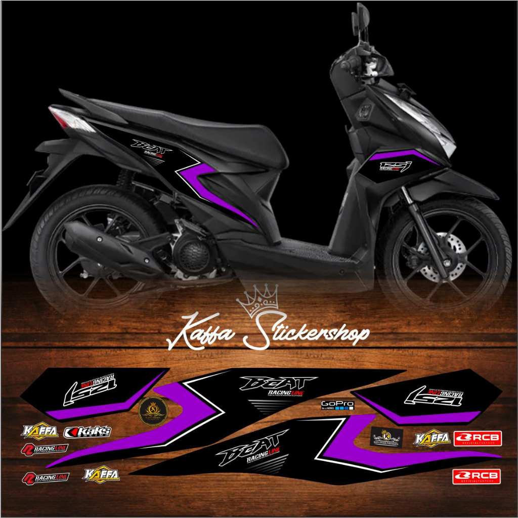 Stiker Striping Beat Deluxe / Beat Street / Variasi List Skotlet Beat Deluxe Hitam List Ungu