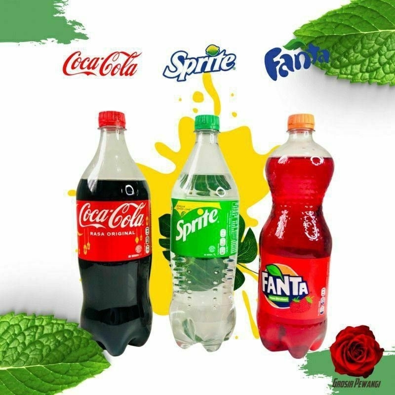 1L Fanta Strawberry, Sprite,  Coca-cola - Botol 1000mL