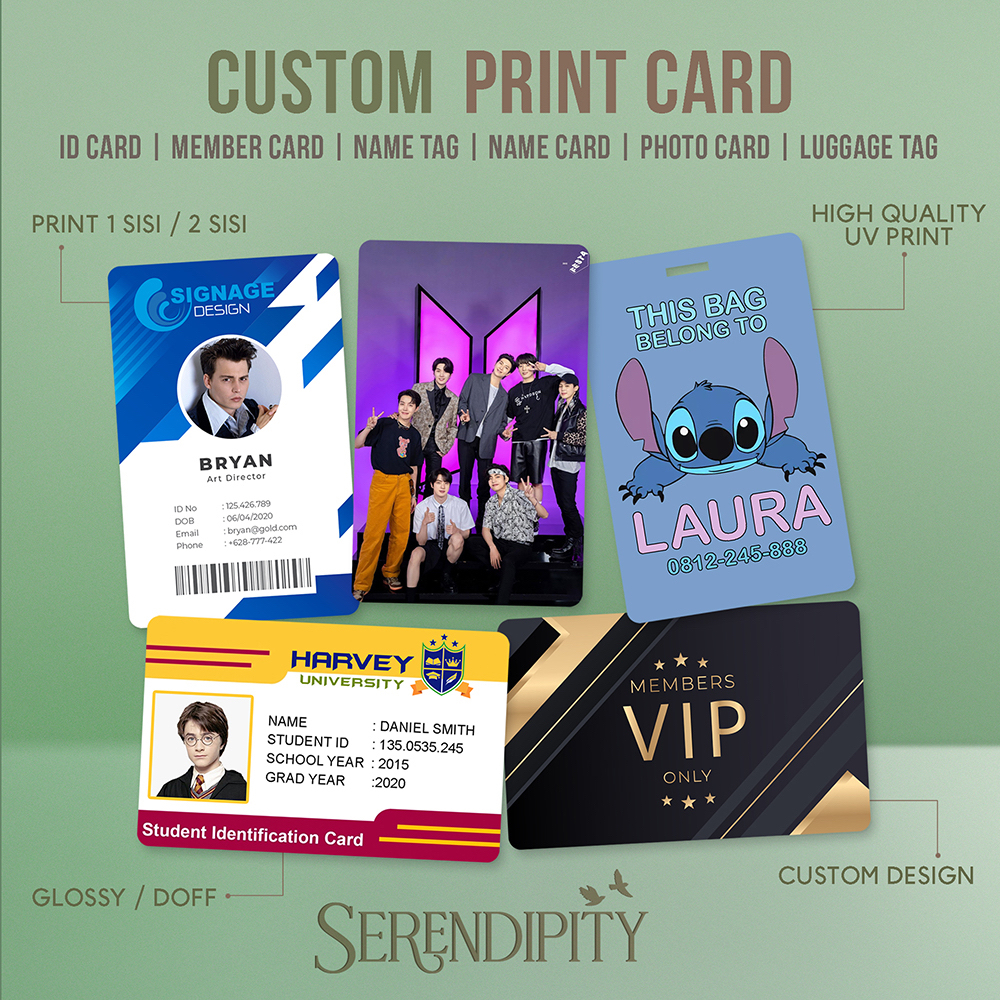 

Print Cetak ID Card Custom Kartu Member PVC Name Tag Photo Card Foto