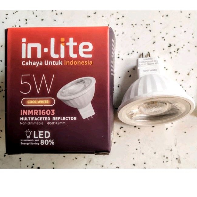 Led mr16 Inlite 4000k 5w 220v coolwhite kuning muda