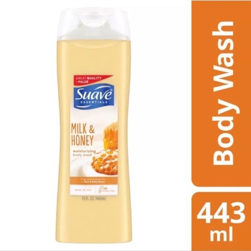 SUAVE Body Wash Essentials Milk &amp; Honey Splash 443ml