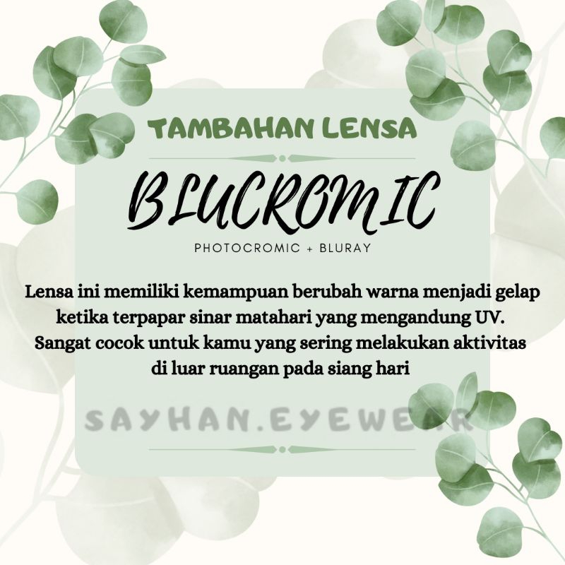 LENSA MINUS, PLUS, CYLINDER PHOTOCROMIC + BLURAY