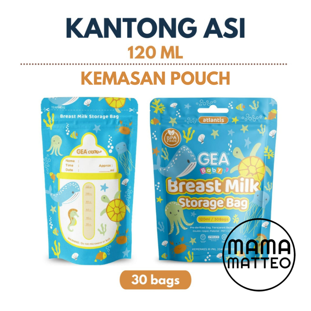 GEA Baby Asibag Milk / Tempat Asi Bayi 120ml Varian Motif Atlantis Kemasan Pouch