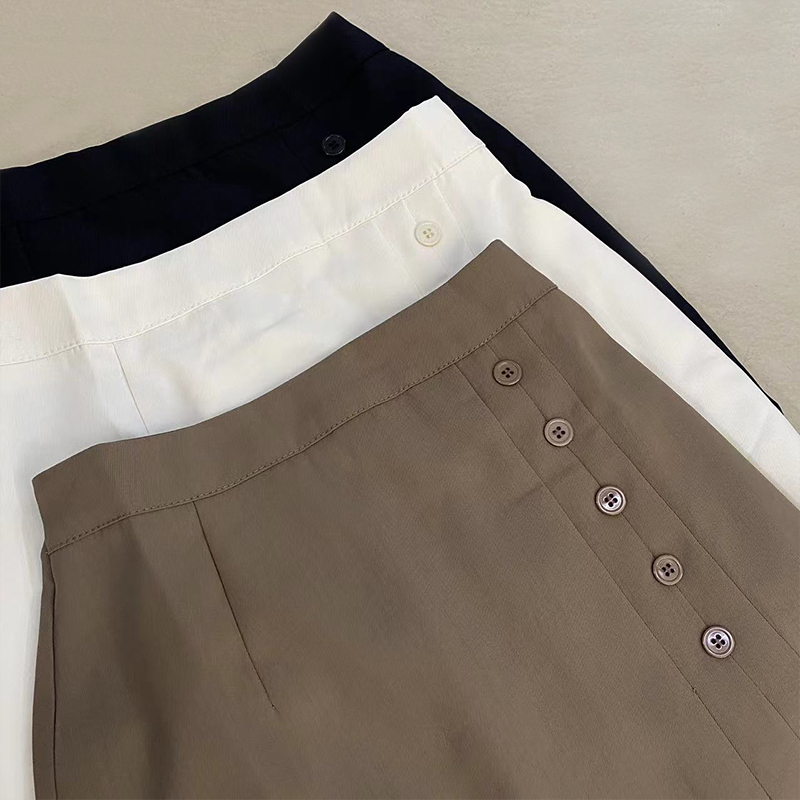 yikoo-Rok panjang mixi skirt satu baris tombol wanita korea rok wanita