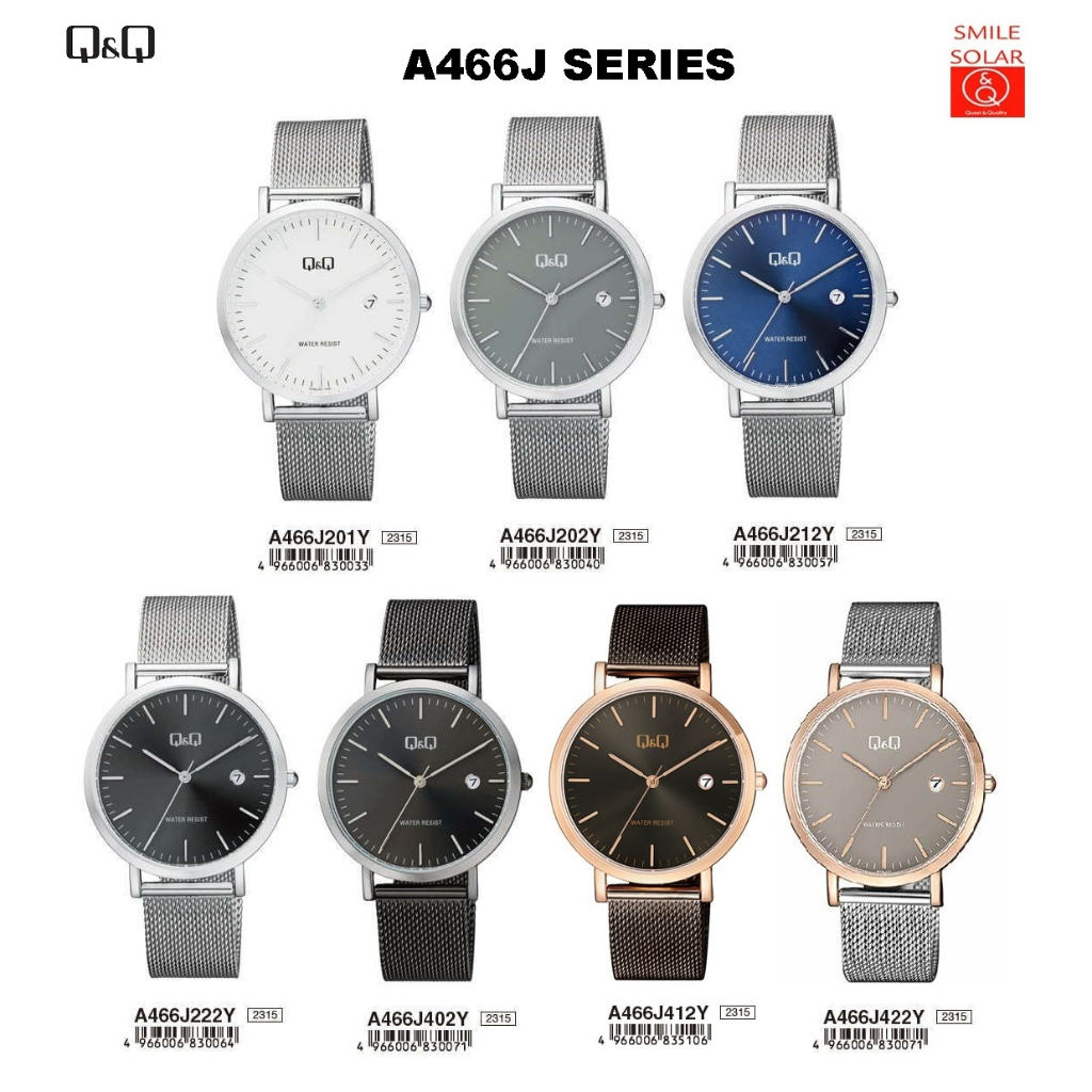 Jam Tangan Wanita Classic Casual Stylist Rantai Stainless Steel Tanggal Diameter Besar Original Q&amp;Q QnQ QQ A466 Series