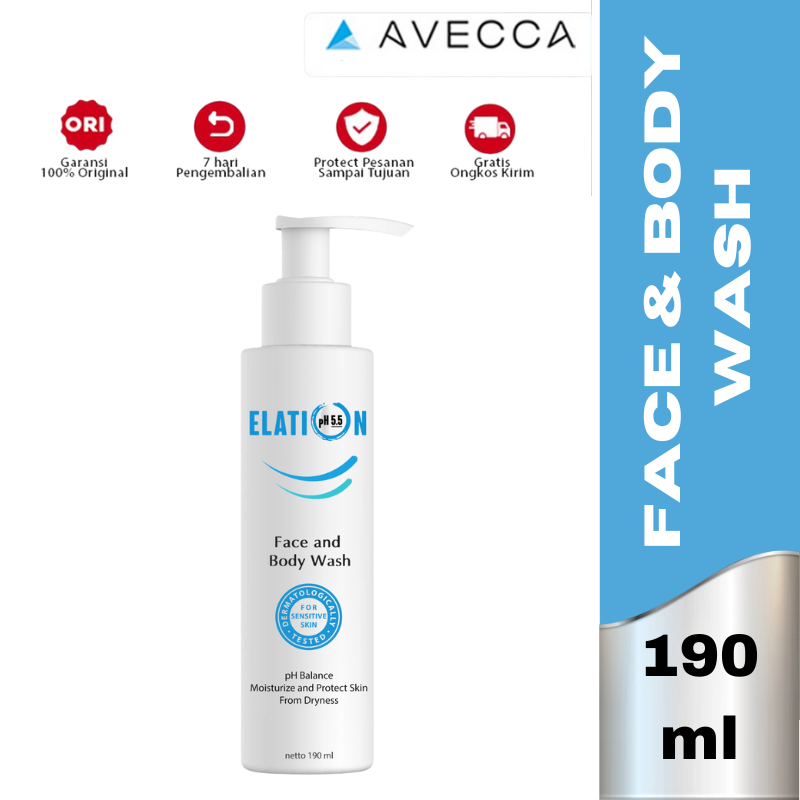 Elation Liquid Face and Body Wash 190 ML (Exp Nov 2023) / Sensitive Skin / Sabun Wajah dan Bada