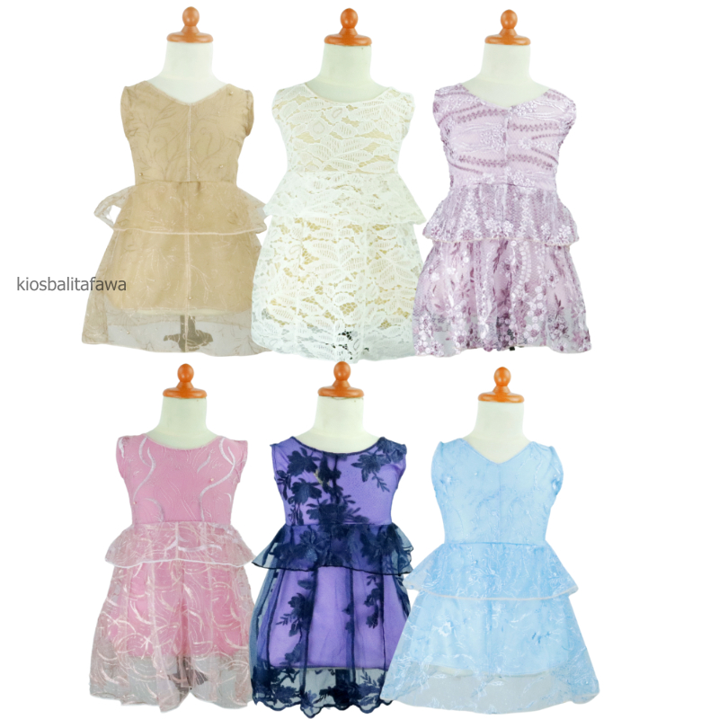 Dress Inara uk 3-4 Tahun / Dres Brukat Anak Perempuan Kondangan Baju Kensi Premium Gaun Pesta