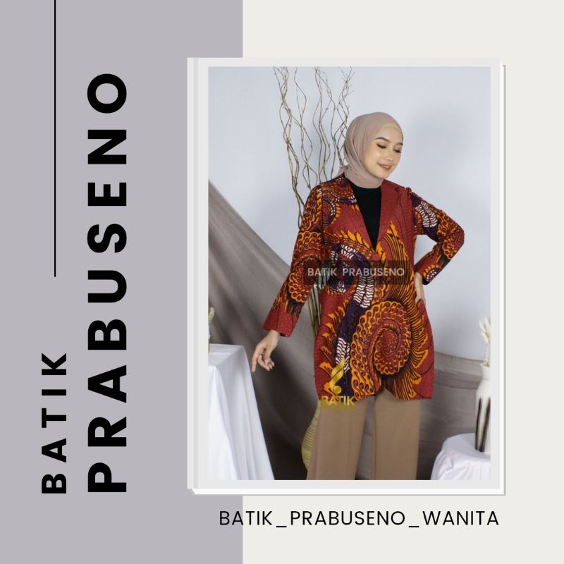 Batik Wanita Modern Modis Kekinian Blazer Batik Madona Lengan Panjang Kancing Depan