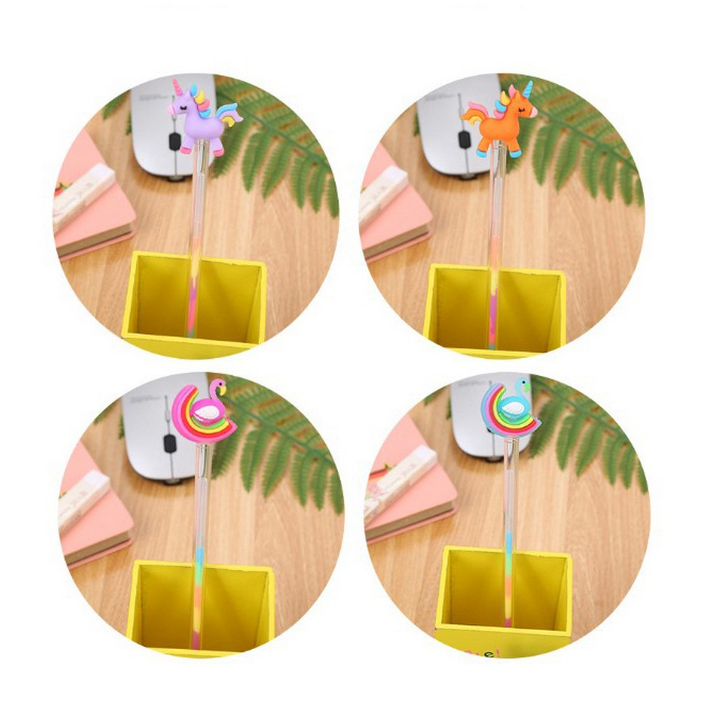 (clashop) Pulpen Gel 0.5mm Karakter Angsa Tinta Rainbow Pena Pelangi Lucu / Alat Tulis Sekolah Drawing Pen Warna Warni Import A44