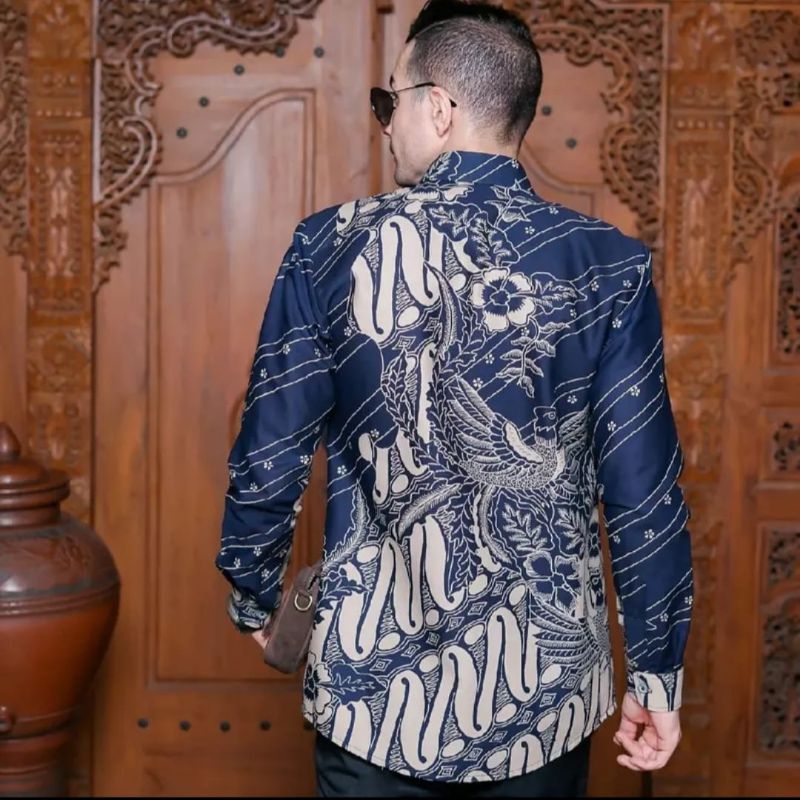 Atasan kemeja batik pria lengan panjang kwalitas premium dengan lapisan puring hero