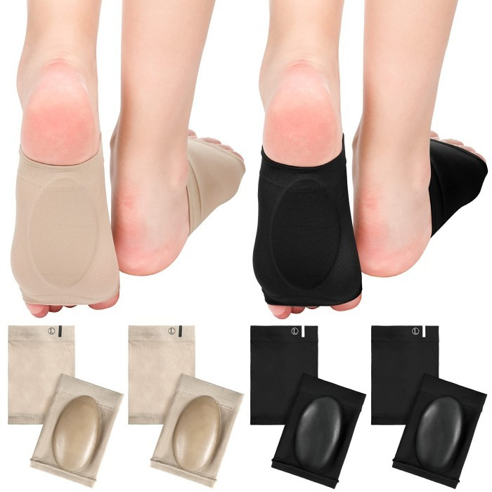 1 Pasang Bantalan Tumit / Kaos Kaki Terapi Pelindung Telapak Kaki Datar Insole Silikon - Foot Arch Decker For Plantar Fasciitis / Arch Support Pad Gel