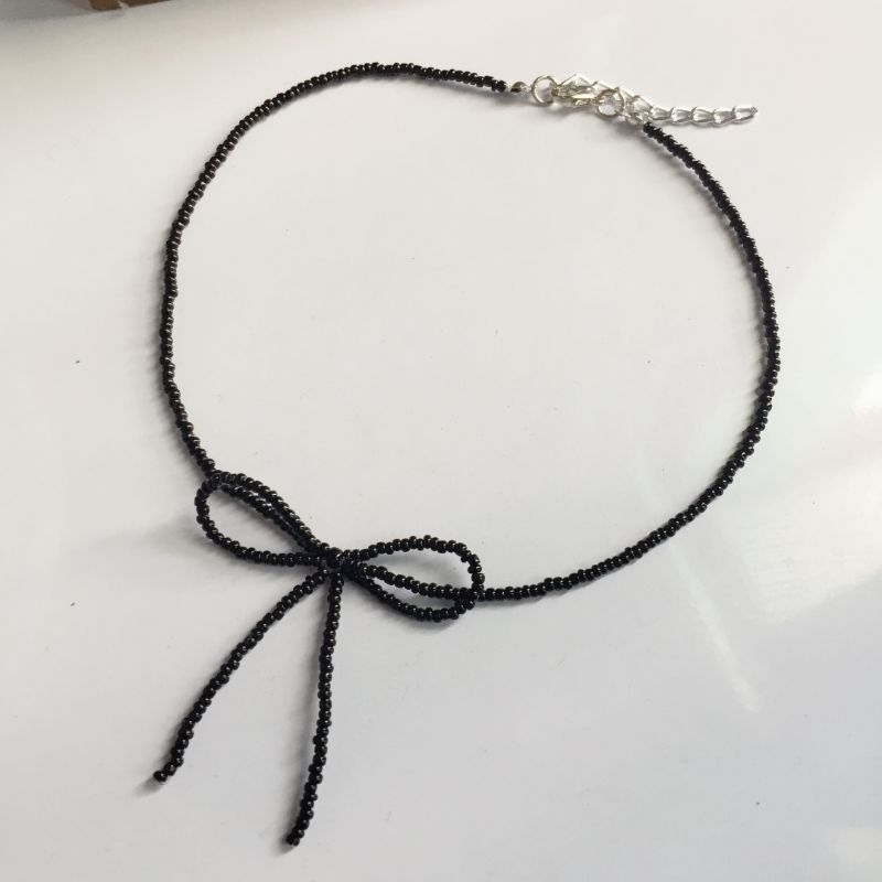 (SALE 5.5) Ribbon Necklace / Kalung Pita Manik-Manik / Kalung Handmade /Ribbon Choker