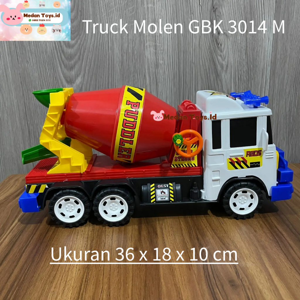 Medan Toys - Mainan Anak Mobil Konstruksi Molen GBK 3014 M / Mixer Truck Friction