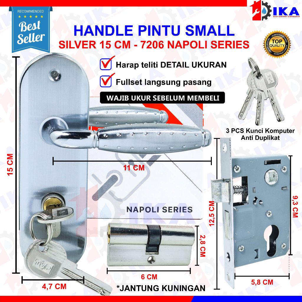 Kunci Pintu Kecil Top Safety Lock Komplit | Royale Series | 15CM | handle kunci pintu kumplit Kunci Pintu Rumah Kecil Kumplit 1 Set | 15cm | Gagang Handle Kunci Pintu Kamar Stainless Termurah