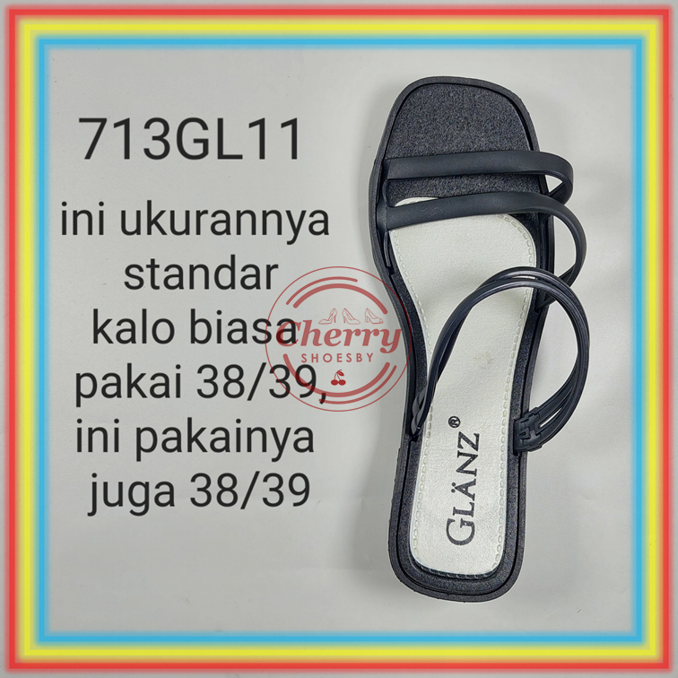 713GL11 Sandal Sepatu Wedges Wanita Ban 2 Glanzton Sandal Selop Cewek Jelly Karet Wonderly