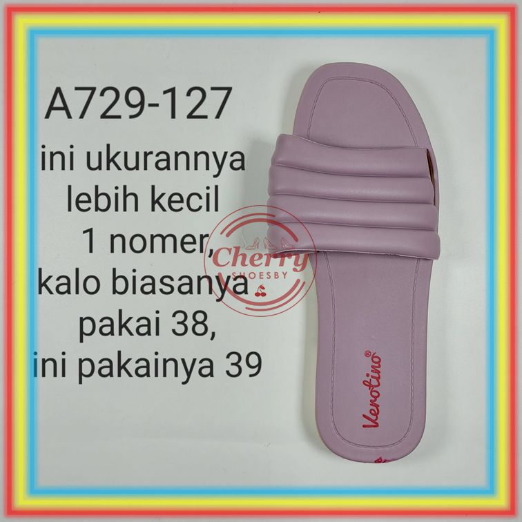 A729-127 Sandal Selop Wanita Verotino Sendal Slop Cewek Karet Motif Kotak Gelombang