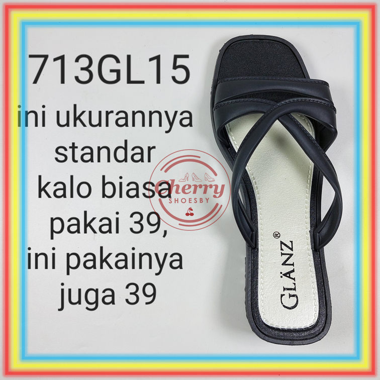 713GL15 Sandal Sepatu Wedges Wanita Glanzton Sendal Cewek Karet Jelly Wonderly Motif Tali Silang