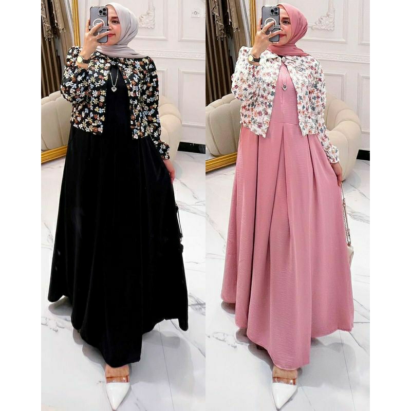 Lucy Set, SETELAN GAMIS CANTIK MODIS FIT XL LD 110 BAHAN CRINCLE AIRFLOW PREMIUM TERMURAH OOTD KEKINIAN TERLARIS